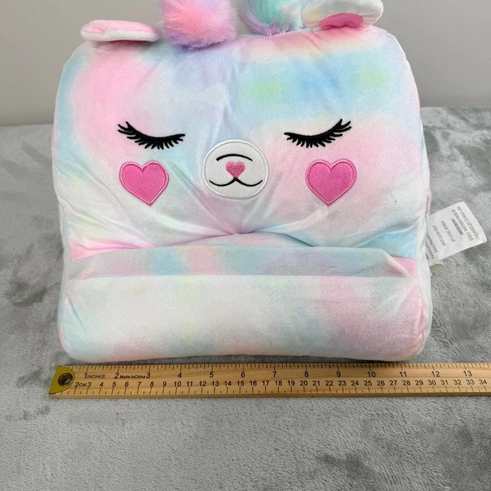 Under One Sky Llama Tablet Stand Plush‎ Pillow Pastel Tie Dye Heart Eyes 8016810